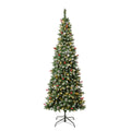 National Tree Company First Traditions 7.5' Pre-Lit LED Slim Cullen Hinged Artificial Christmas Tree Warm White Lights