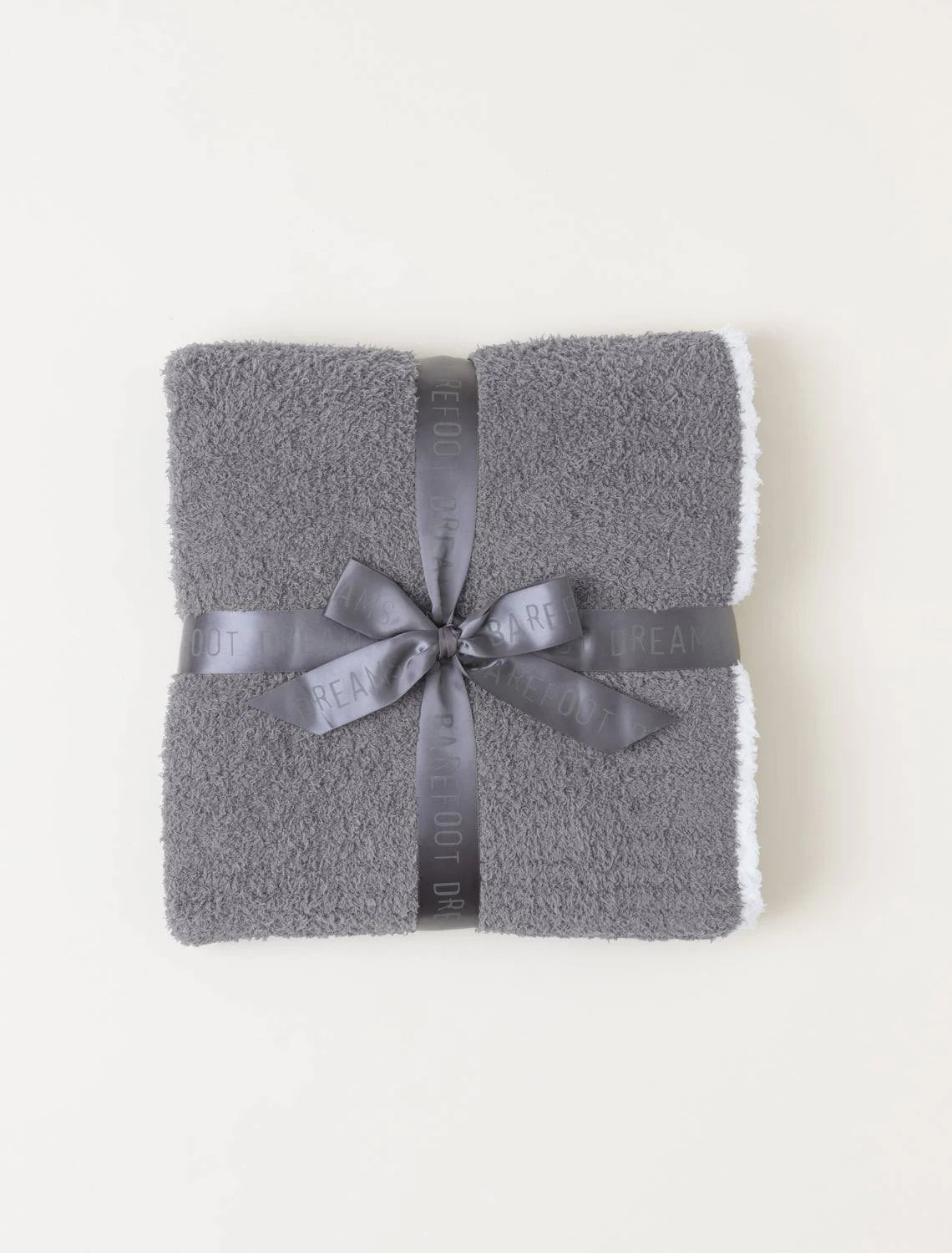 Barefoot Dreams CozyChic Rib Trim Throw Warm Gray/White 45 x 60