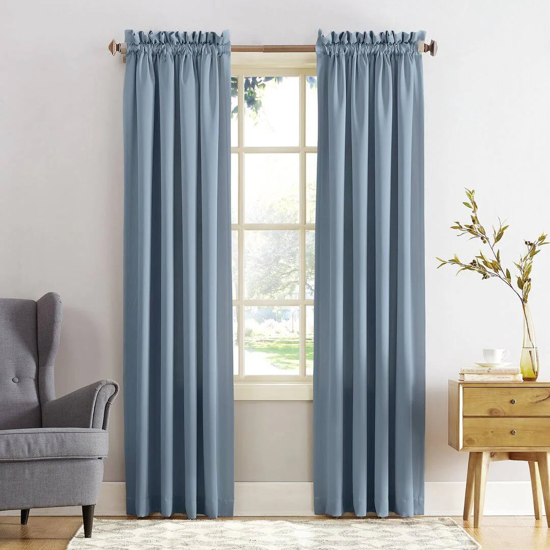 Solid Room Darkening Rod Pocket Single Curtain Panel Size per Panel: 54" W x 63" L, Color: Vintage Blue