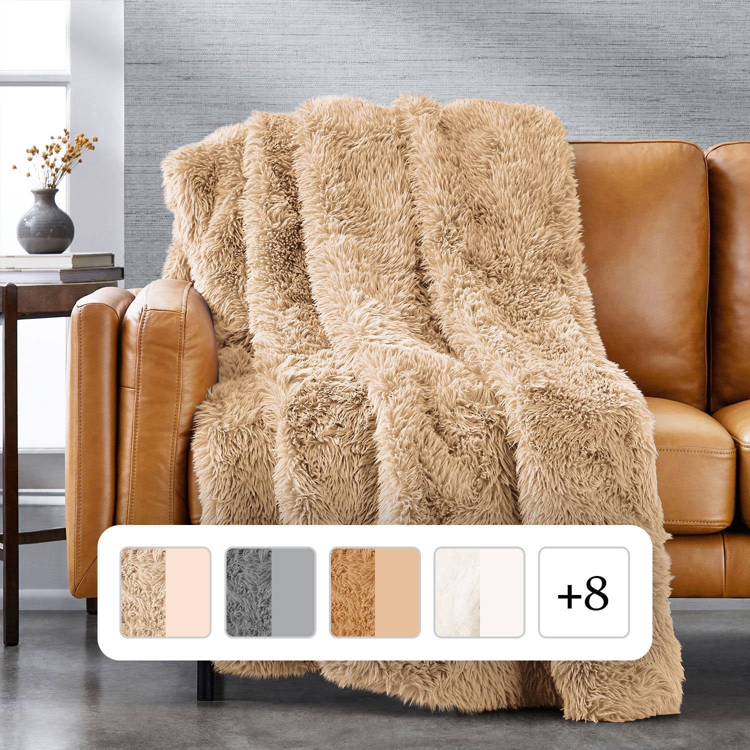 Member's Mark Faux Fur Throw 60'x70'-Taupe