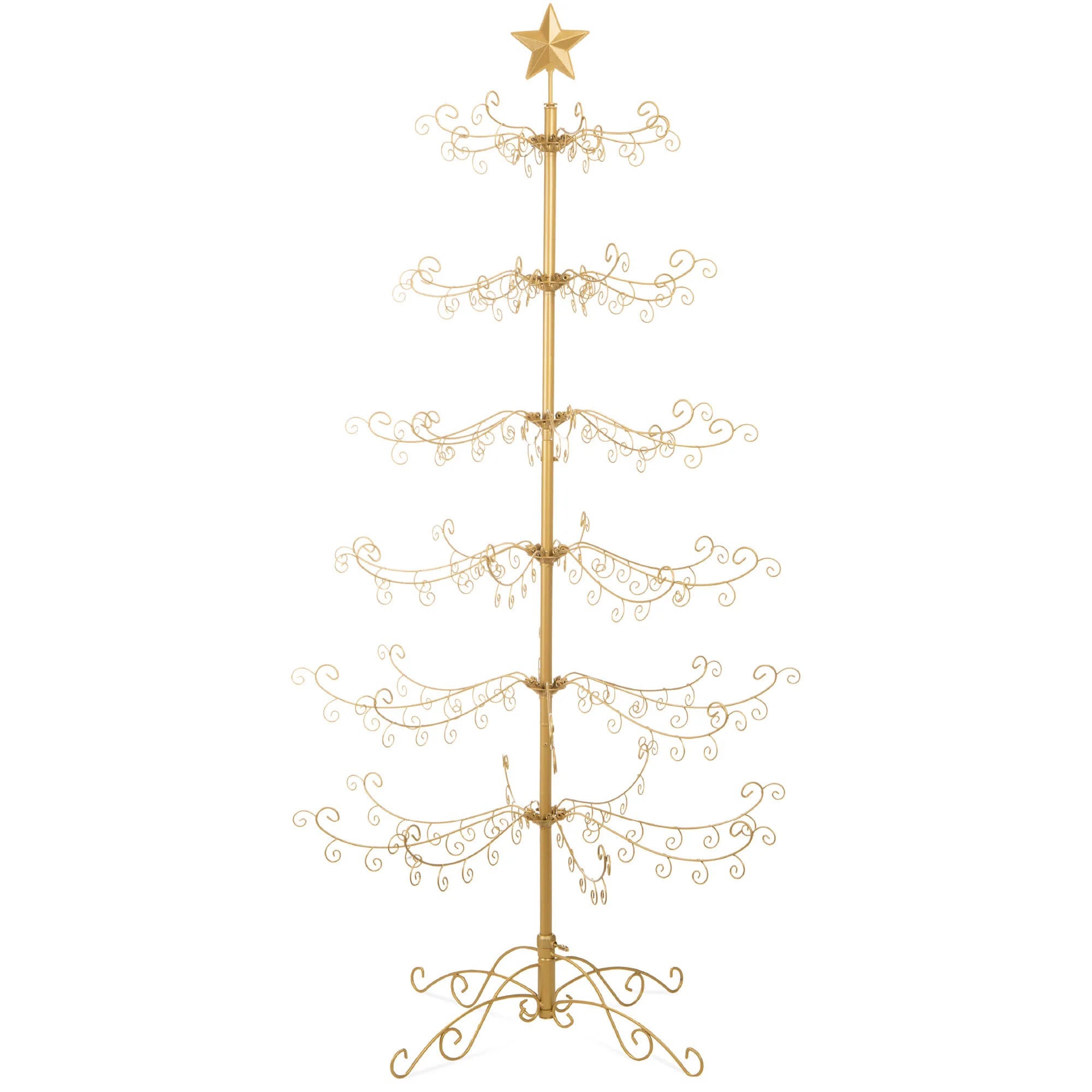 Best Choice Products 6ft Wrought Iron Ornament Display Christmas Tree w/ Easy Assembly, Stand - Gold