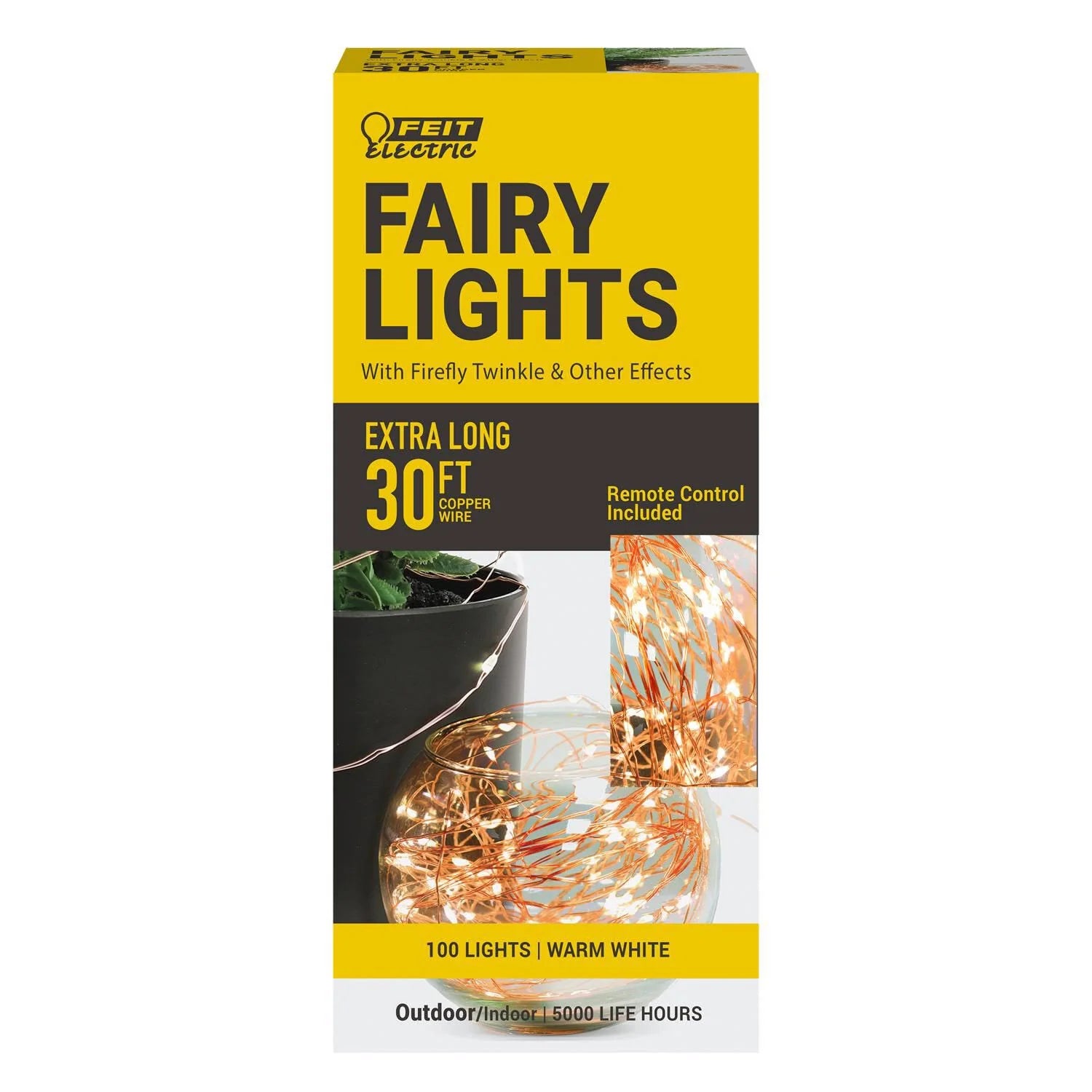 Feit Electric LED Fairy String Lights Warm White 30 ft. 100 Lights