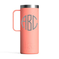 RTIC 20oz Travel Mug, Coral, Matte, Stainless Steel & Vacuum Insulated, Flip-Top Lid