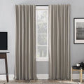 95"x50" Evelina Faux Dupioni Silk Thermal Extreme 100% Blackout Back Tab Curtain Panel Beige - Sun Zero