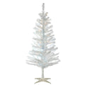 National Tree White Iridescent Tinsel Tree with Clear Lights 4'