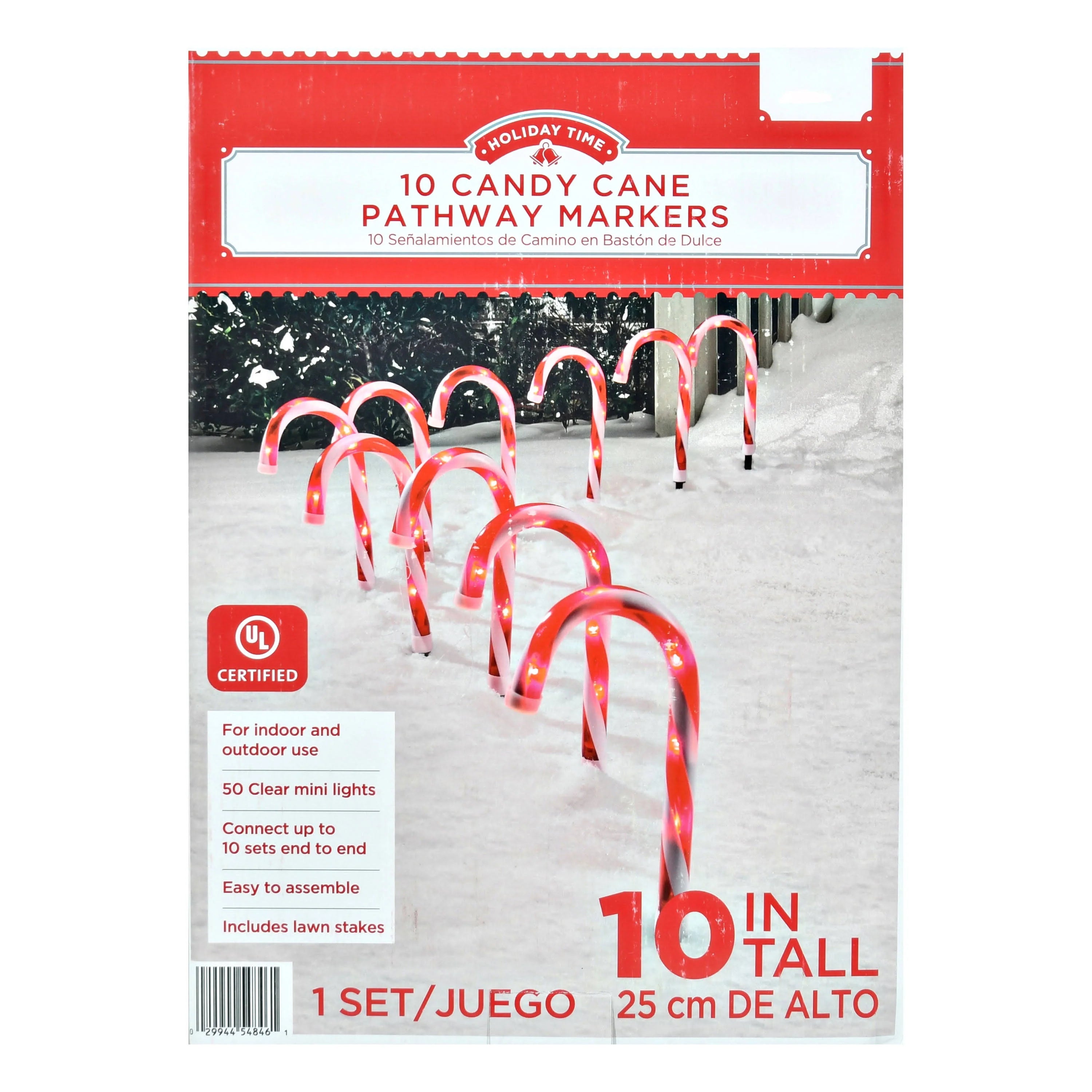 Holiday Time 10 Candy Cane Path Lights with 50 Clear Lights