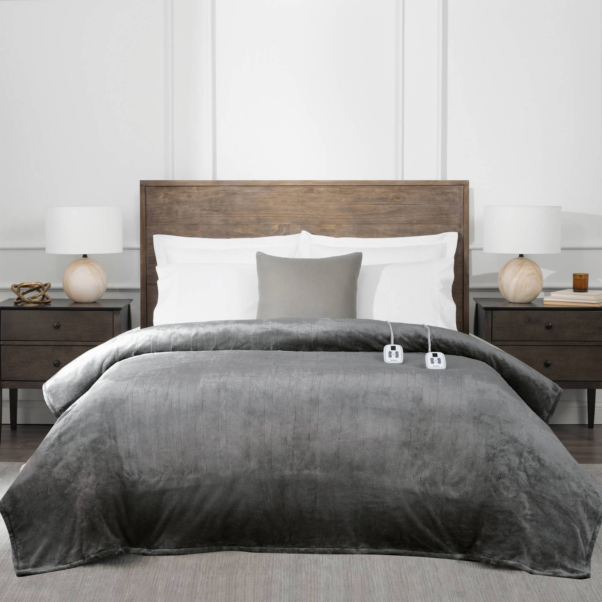 Full Heated Blanket Gray - Brookstone