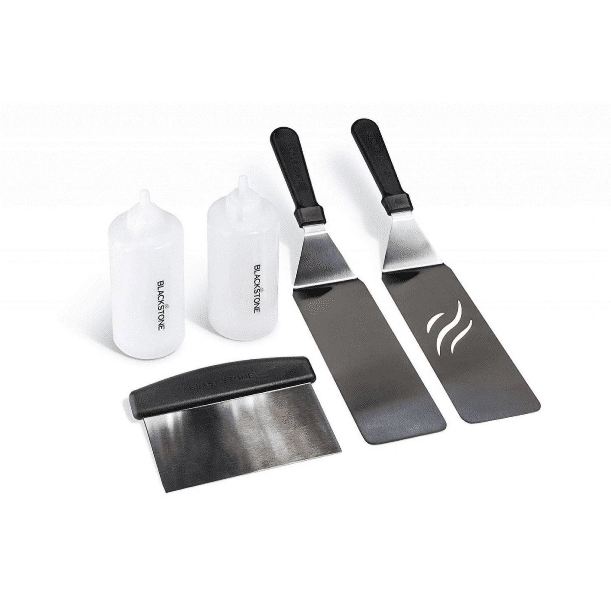 Blackstone 1542 Flat Top Griddle Professional Grade Accessory Tool Kit (5 Pieces) 16 oz Bottle Two Spatulas Chopper/Scraper and One