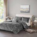 Intelligent Design Felicia Full/Queen Grey Velvet Duvet Cover Set