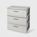 3 Drawer Wide Tower Light Gray - Brightroom