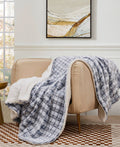 Elle Micromink Sherpa Reversible Throw: Blue