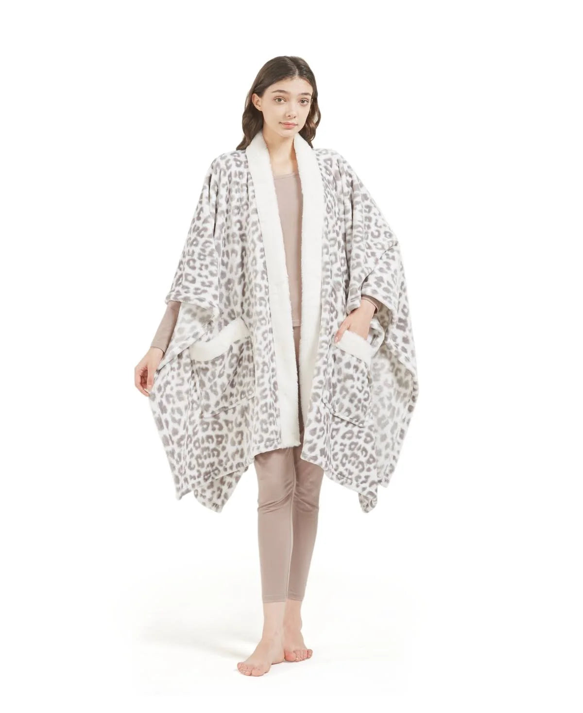 Charter Club Cozy Plush Wrap Robe Throw, 50" x 70", Created for Macy's - Snow Leopard