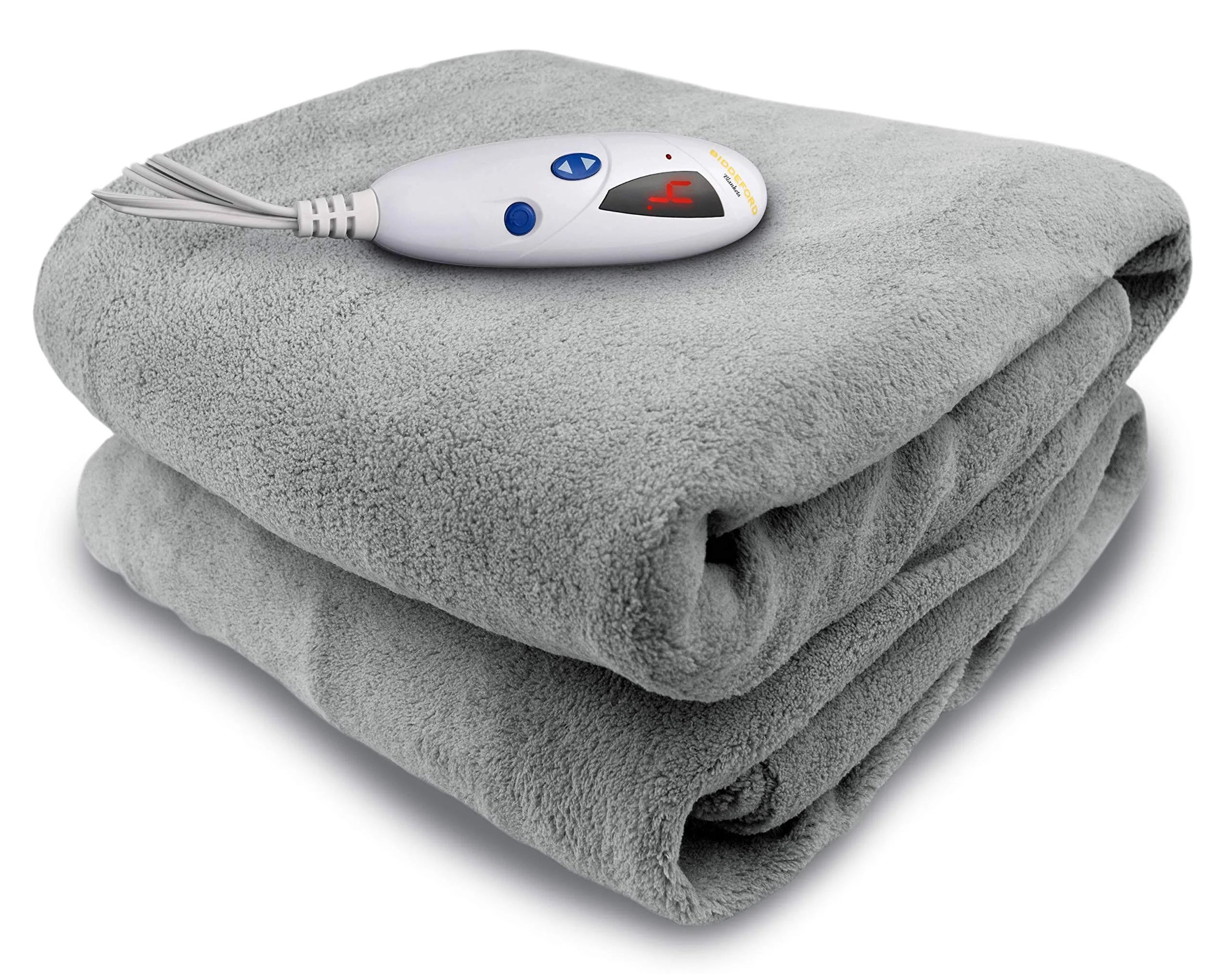 Biddeford Microplush Heated Throw Grey