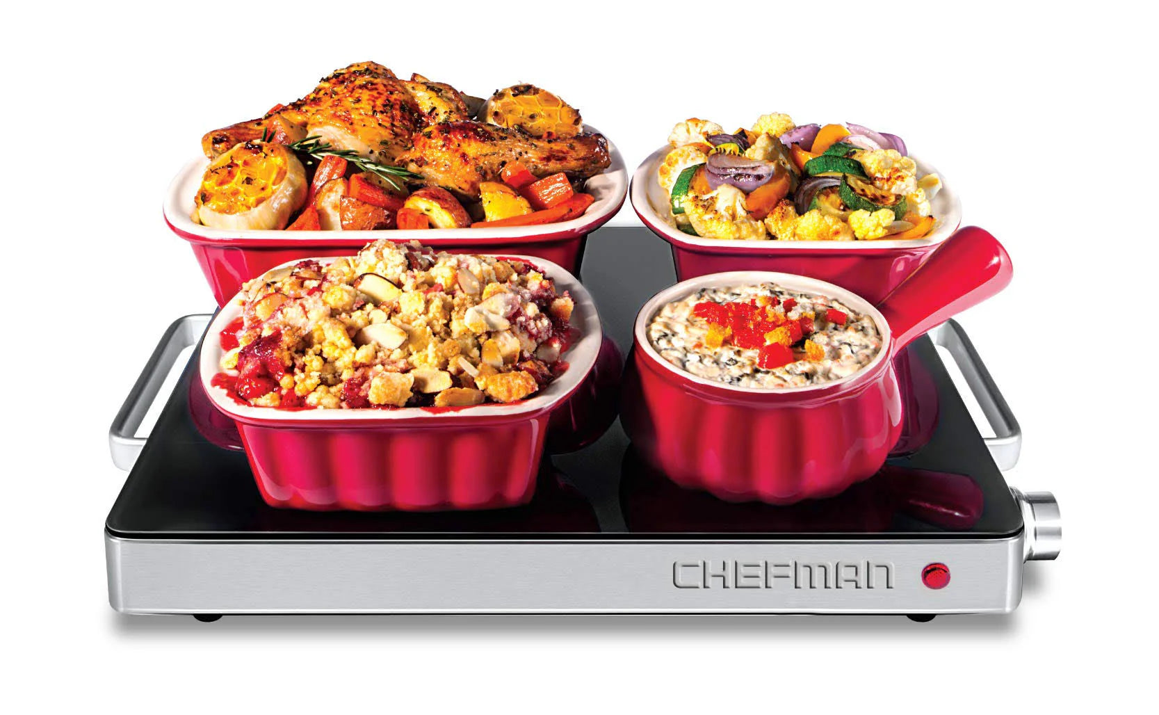 Chefman Compact Glasstop Warming Tray with Adjustable Temperature Control Black