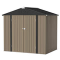 Patiowell 8 ft. W x 6 ft. D Outdoor Storage Brown Metal Shed with Sloping Roof (45 Sq. ft.)