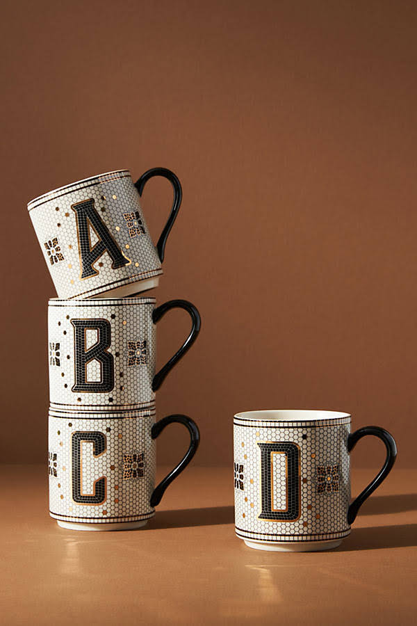 Anthropologie Bistro Monogram Mug, Size One Size - White