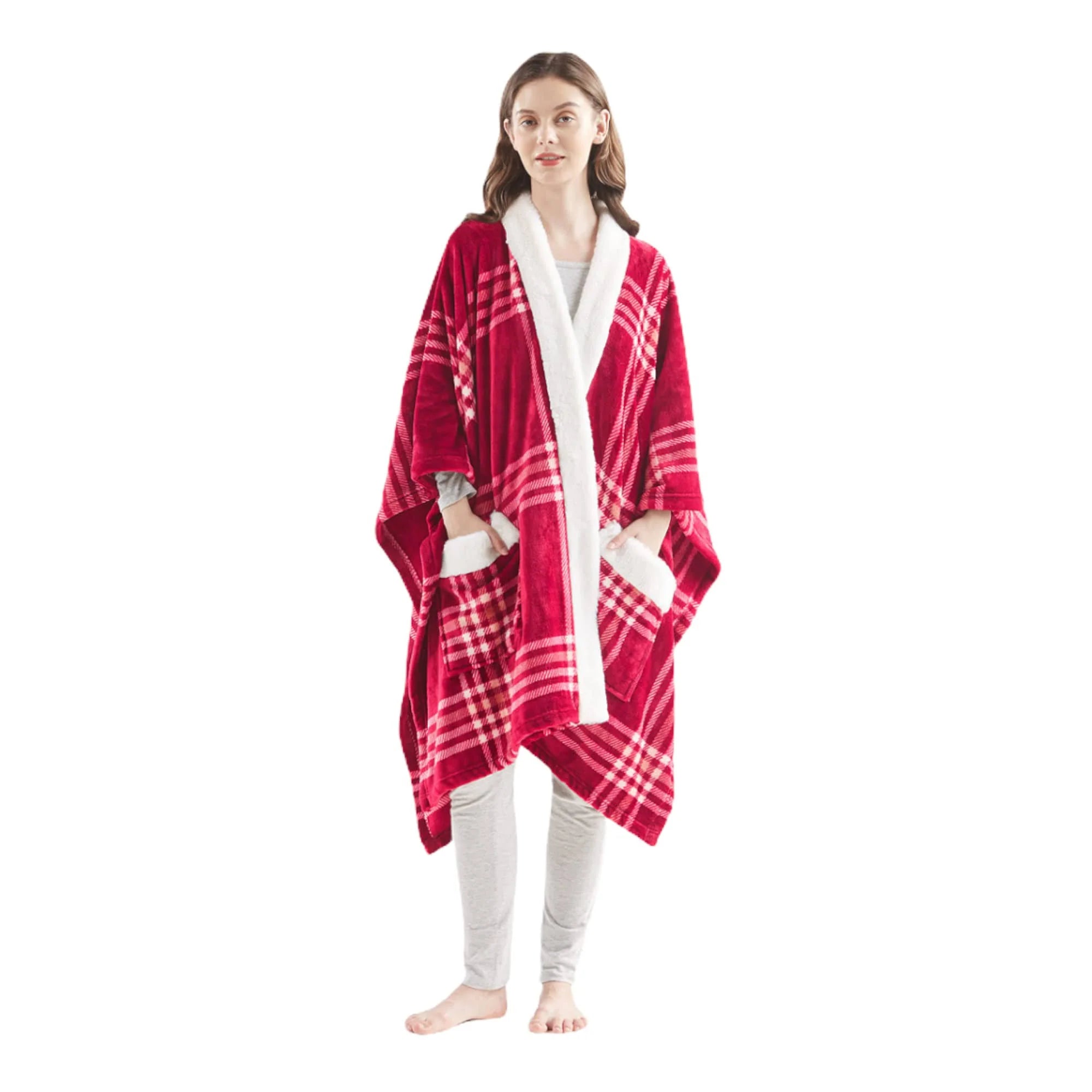 Charter Club Cozy Plush Wrap 50" x 70" Throw, Created for Macy's - Garnet Plaid