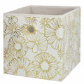 Mainstays Floral Gold 10.5" x 10.5" Collapsible Fabric Cube Storage Bin