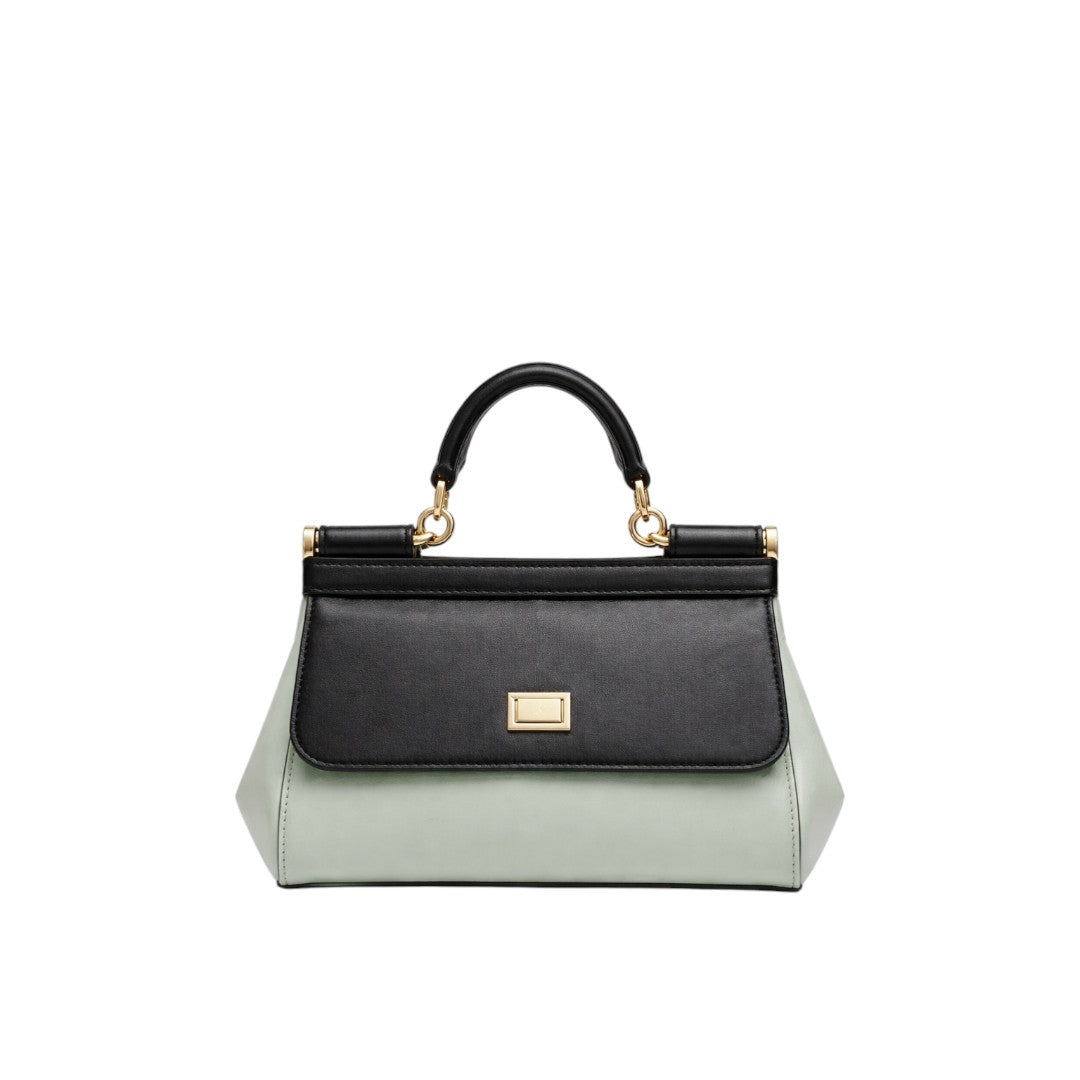 Dodel Two-Tone Top Handle Flap Handbag