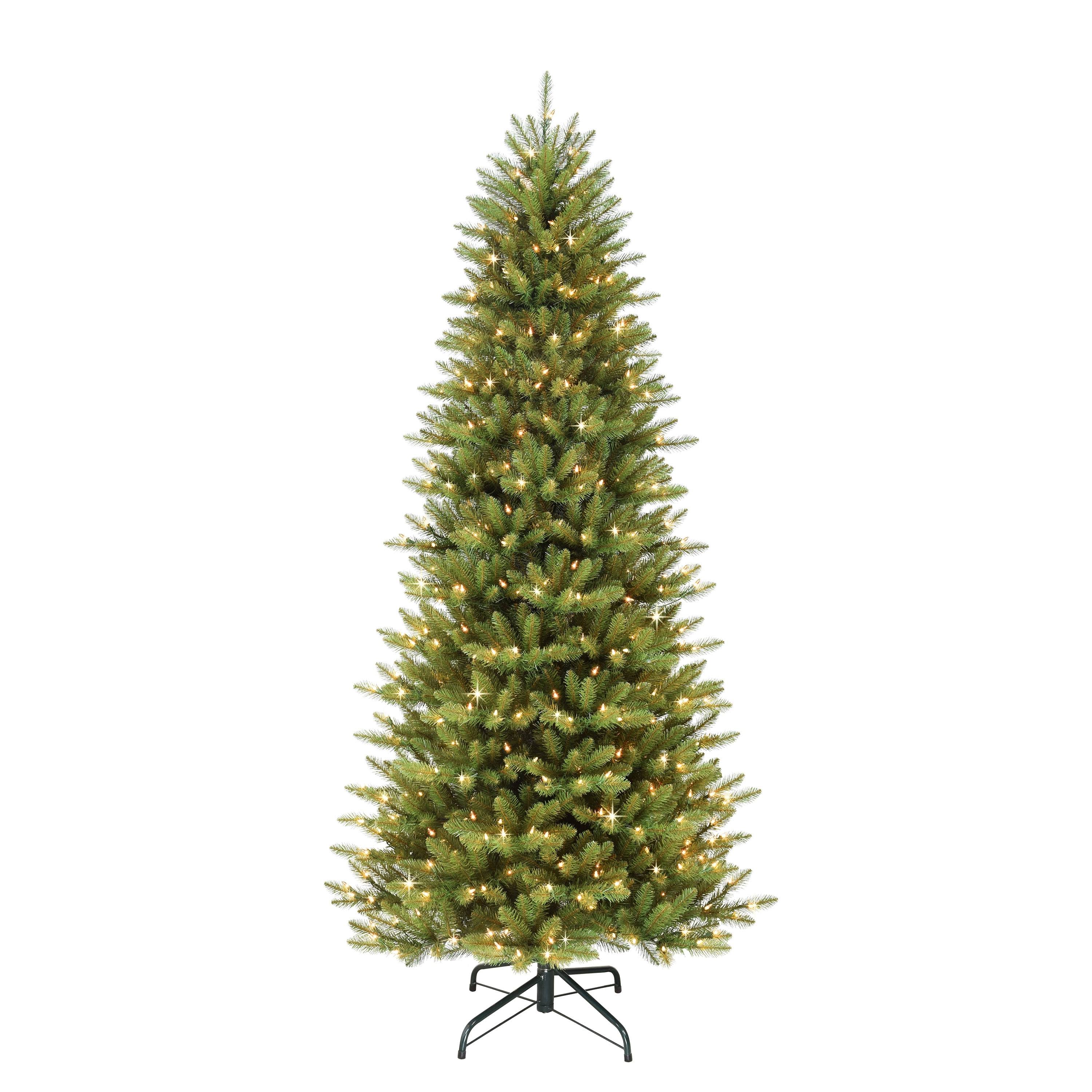 Puleo International 7.5 ft. Pre-Lit Slim Fraser Fir Artificial Tree - Green